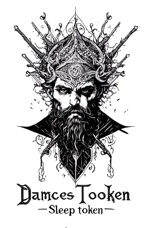 A Men's Tattoo In Black Work Style Interpreted From The Lyrics Of Damocles By Sleep Token