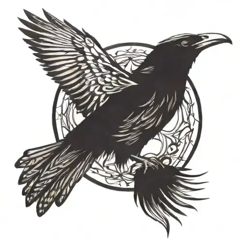 Circular Raven Flying