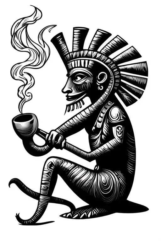 Kokopelli Smoking A Long Piece Pipe