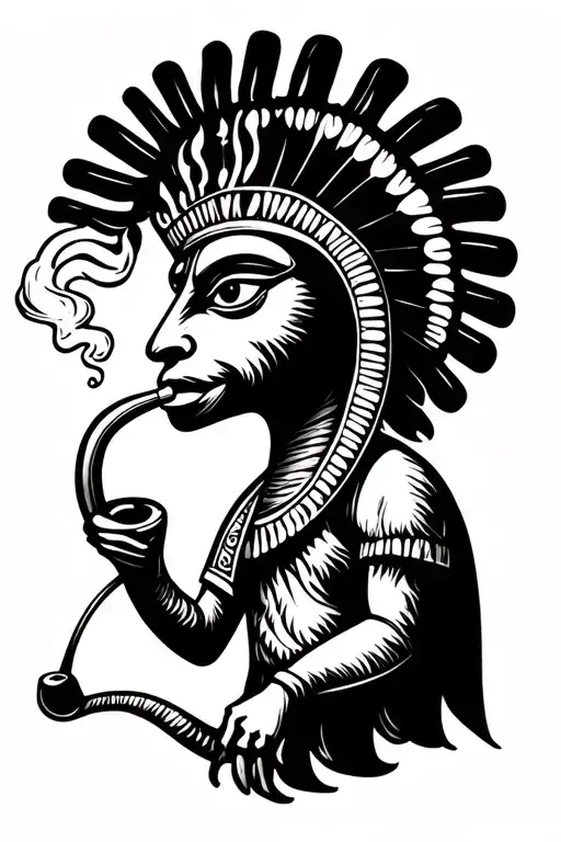 Kokopelli Smoking A Long Piece Pipe