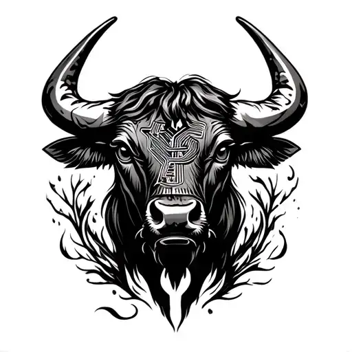 Bull And Bitcoin Symbol
