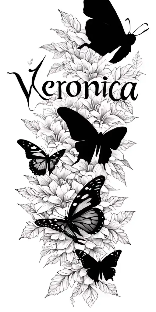 The Name Veronica With Butterflys