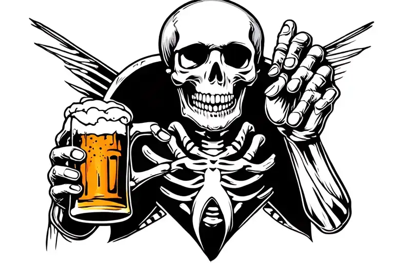 Skelleton Holding A Beer