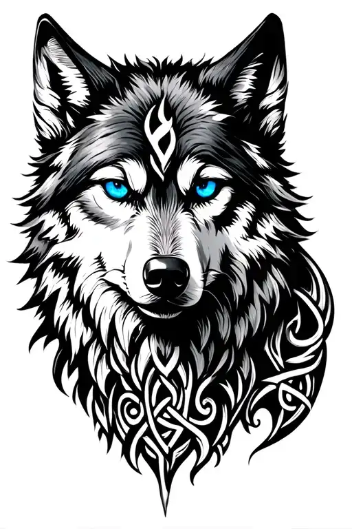 Celtic Wolf Blue Eyes