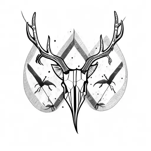 Deer Skull With Pheasant Tail Feathers