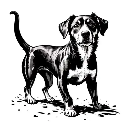 Dog Walking Away Leaving Hearts At The Ground