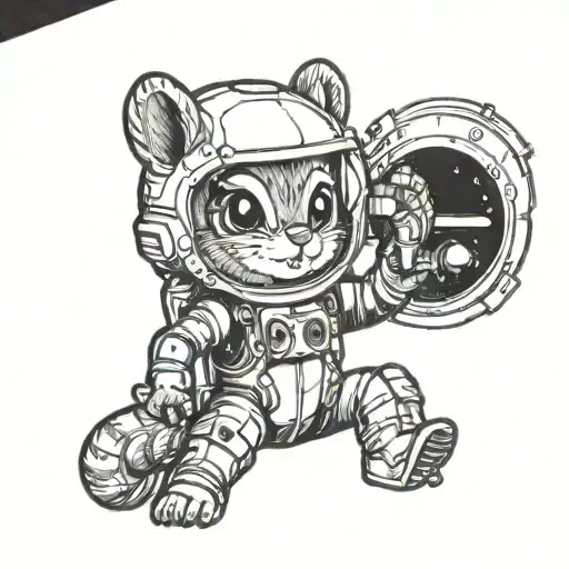 Sandy Cheeks Squirrel From Spongebob As A Pin Up Girl Standing In Her Space Suit