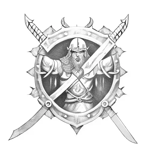 A Viking Warrior Engaged In A Fierce Sword And Shield Duel With A Mythical Sea Serpent