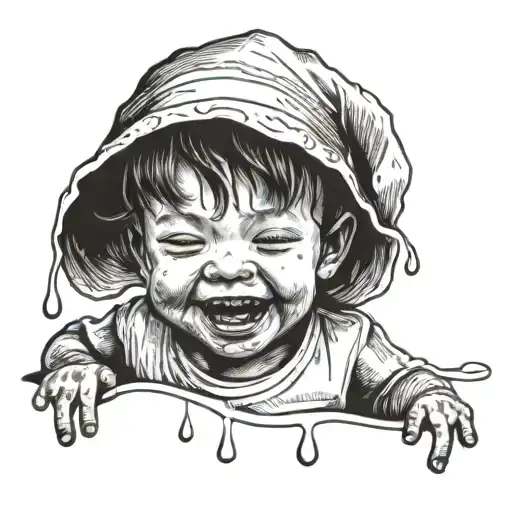 Happy Child With A Tear Drop