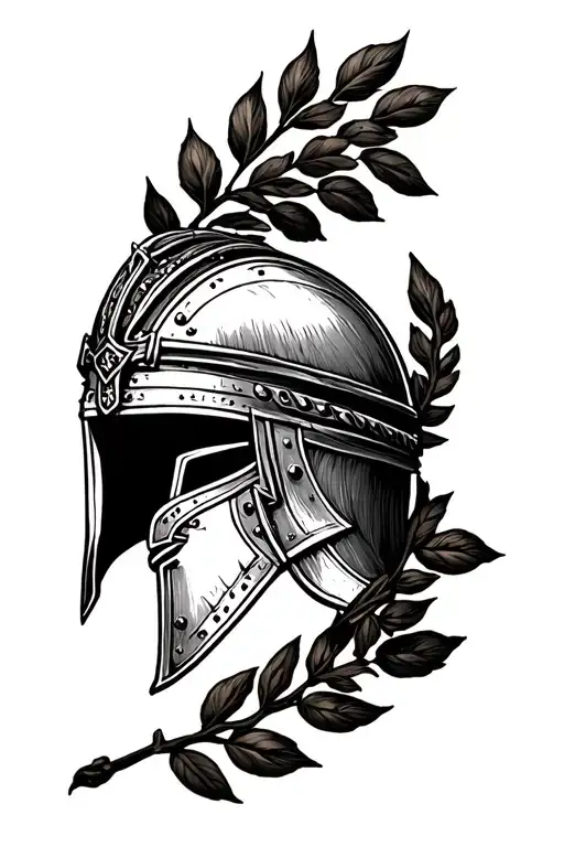 Gladiator Helmet With A Laurel Wreath And Virtus Et Honos