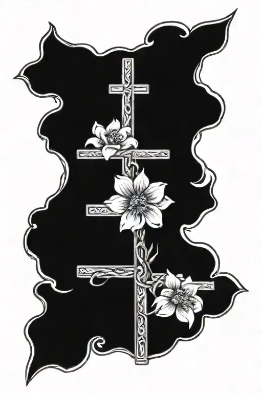 Cross Flowers Intertwined