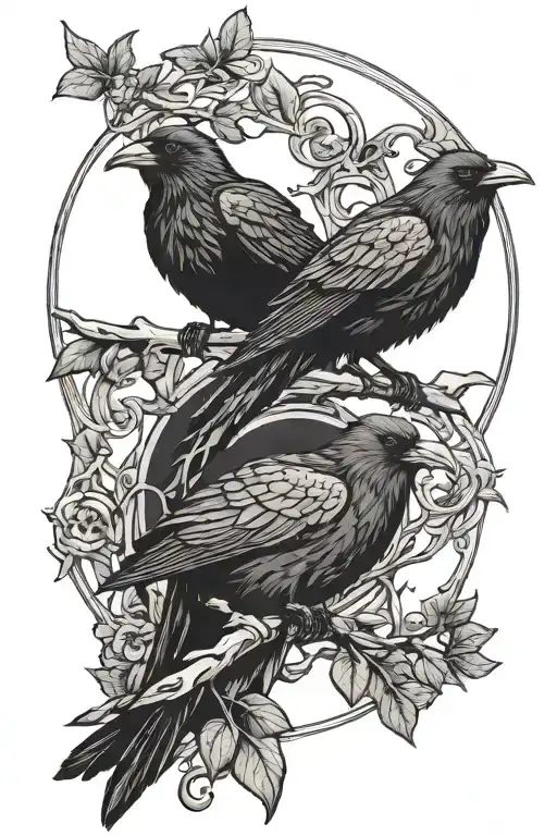 Huginn And Muninn Perched