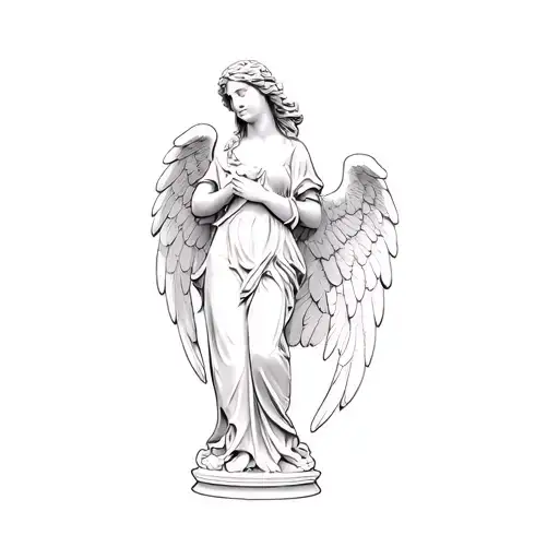 A Statue Of An Angel Wings