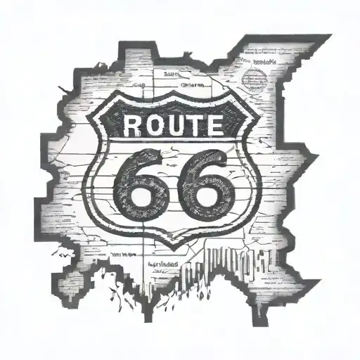 Route 66 Sign With A Road Map In Oklahoma