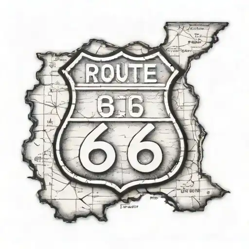 Route 66 Sign With A Road Map In Illinois