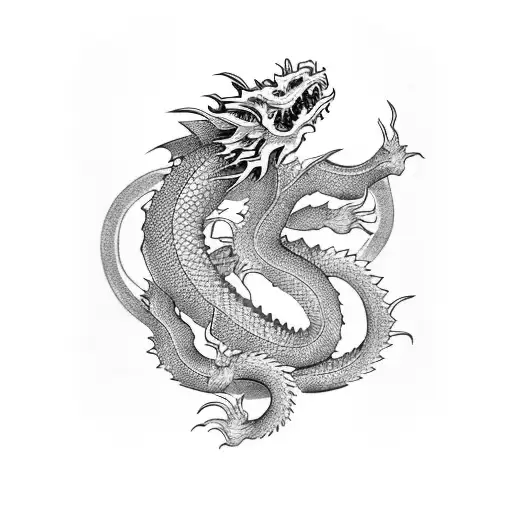 Japanese Dragon Getting Out Of Water