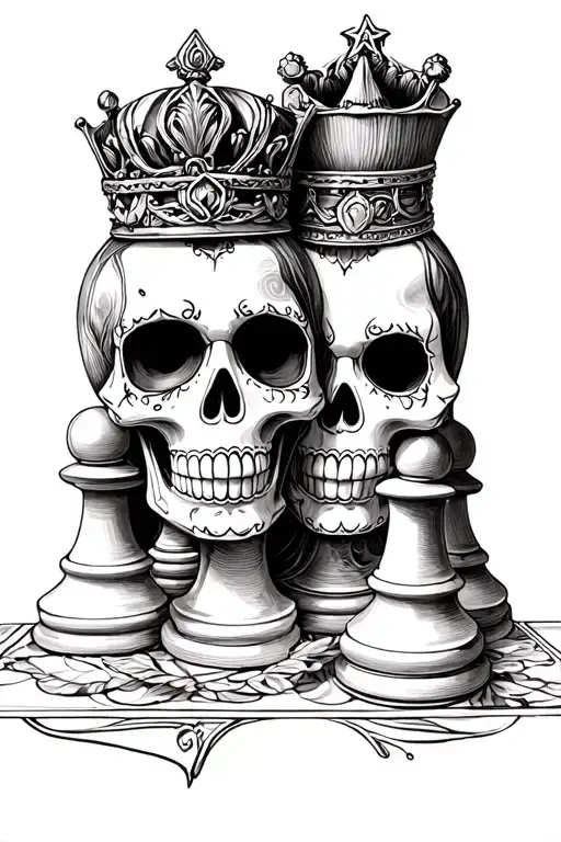 Sugar Skull King And Queen Chess Pieces