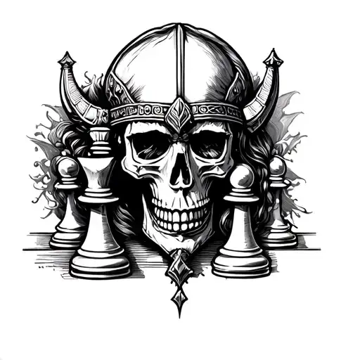 Viking Queen Skull Chess Piece