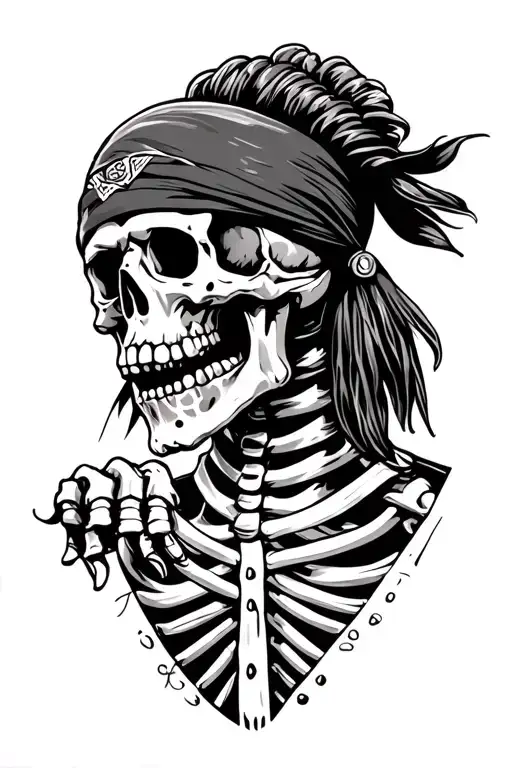 Skeleton With Mullet And Bandana