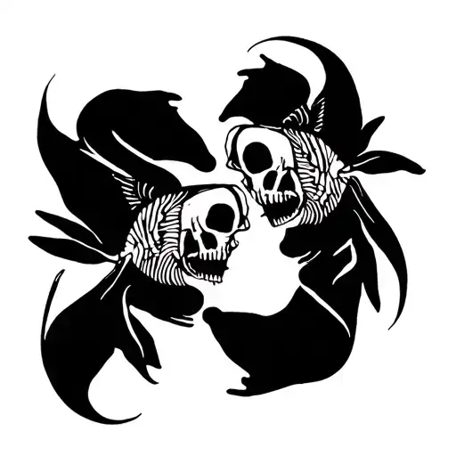 Two Skeleton Fish Swimming