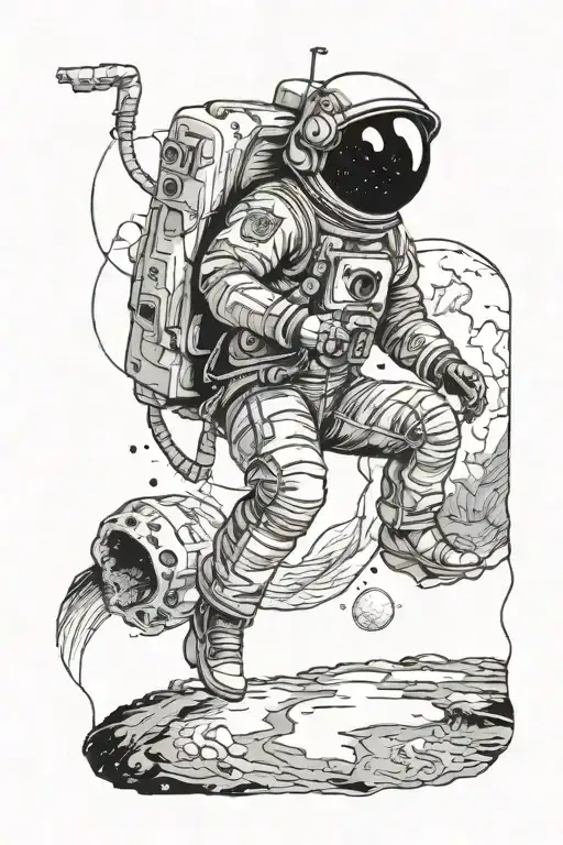 Astronaut Sitting On The Moon Watching Earth Get Destroyed By A Black Hole