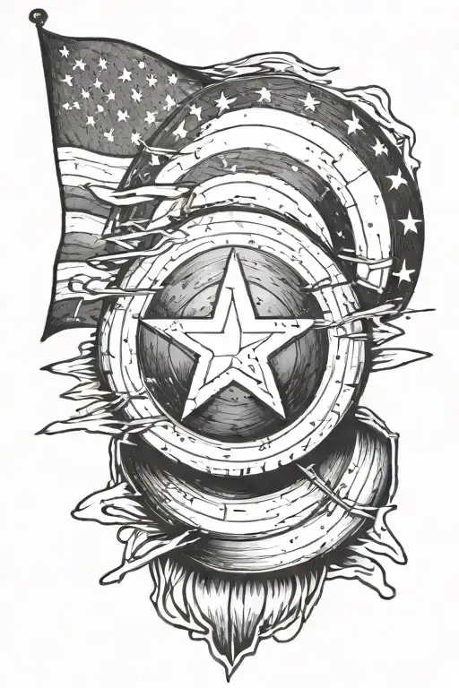 Captain America Shield In Front Of American Flag Morphing
