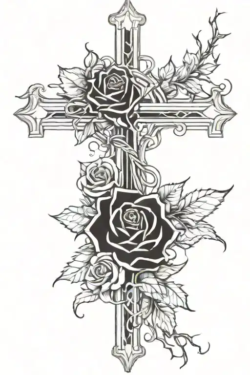 Cross With Roses And Thorns Wrapping