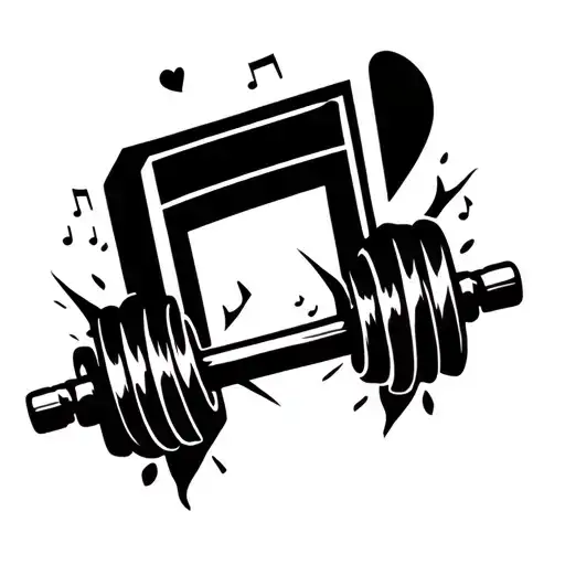 A Tattoo Design Combining A Music Note And A Barbell To Represent Your Love For Music And Fitness
