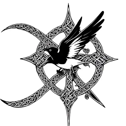 Swallow Bird On Celtic Cross Intertwined
