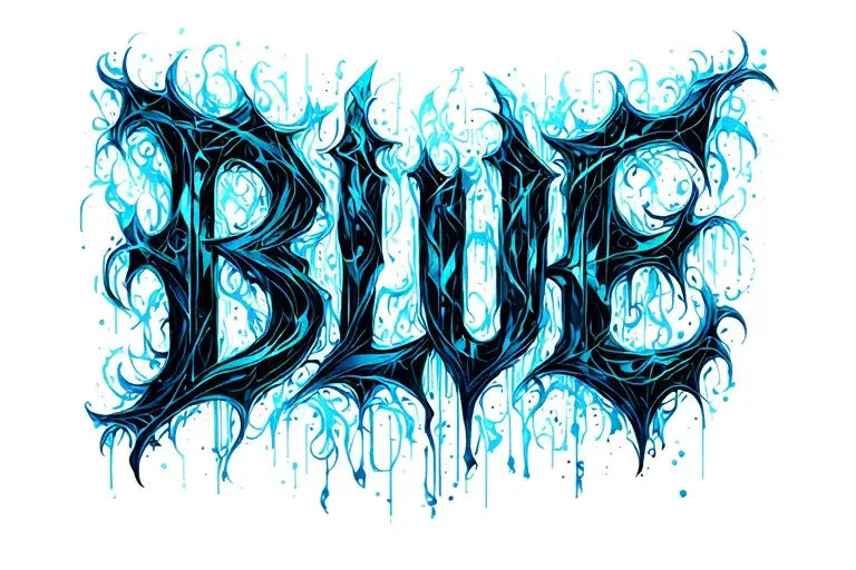 The Word Blue Written In Abstract Biomechanical Way