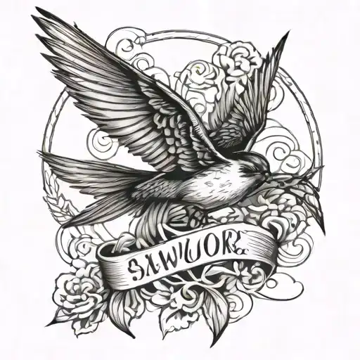 Swallows And The Inscription Find Your Wings