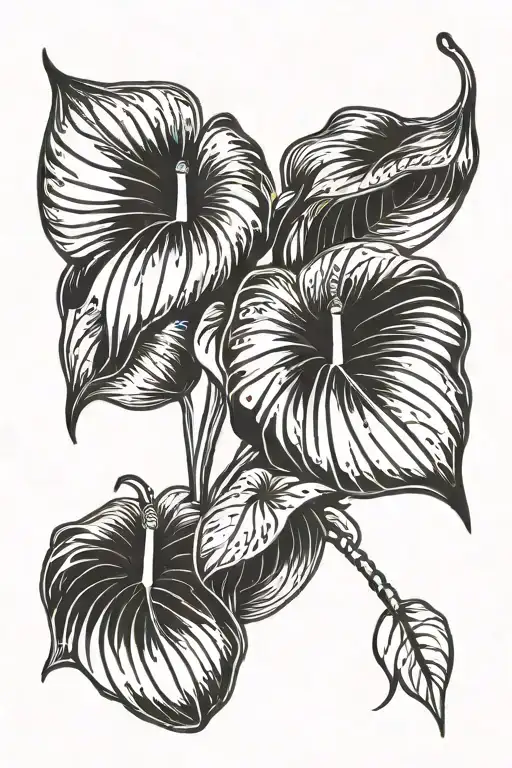 Anthurium Clarinervium Cyber Tribal Tattoo Inspired