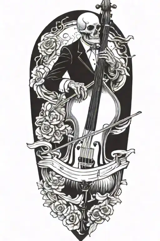 Double Bass Playing Skeleton In Suit