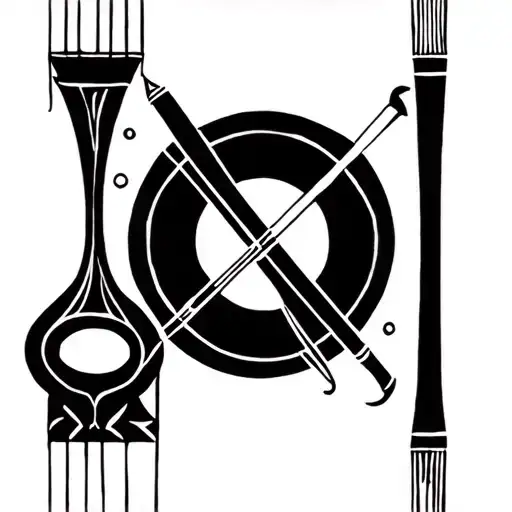 Incorporate Sufi Music Instruments Like The Ney Flute Or Daf Drum Into A Geometric Blackwork Design