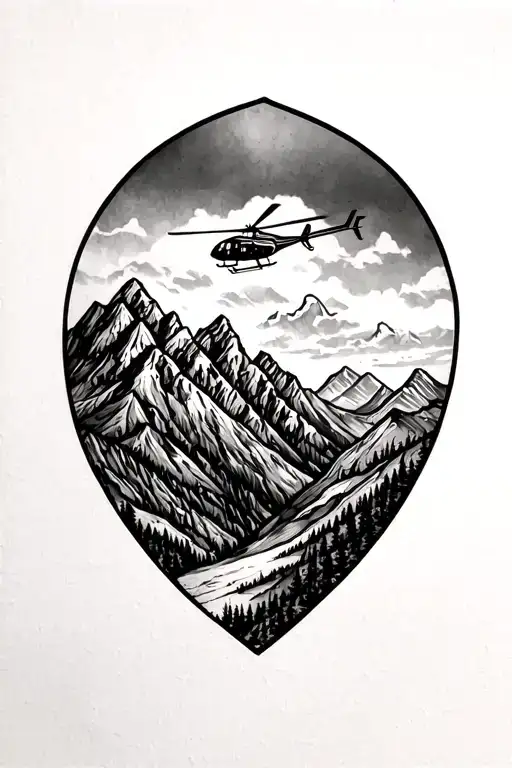 Utah Shaded Mountains With A Very Small Helicopter Flying On The Mountains Half Sleeve Upper Arm
