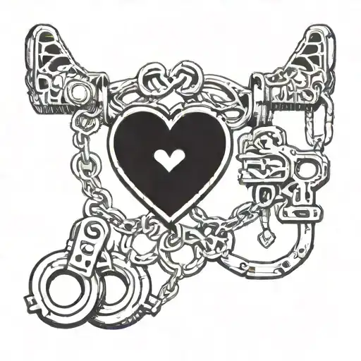 Love Heart Gun Handcuffs Justice