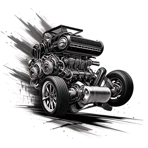 Incorporate A Detailed Engine Design With A Supercharger Into A Dynamic Racing Scene