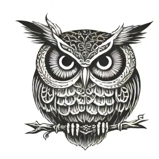 Owl Facing Back Lookimg Forwards