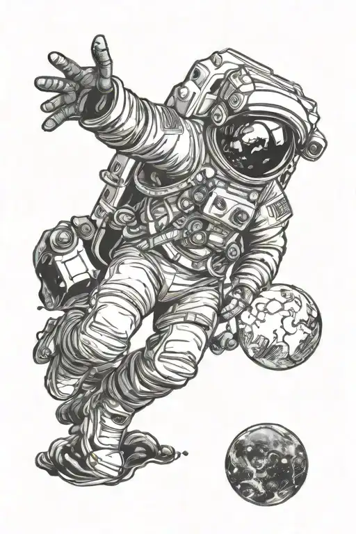 Astronaut In Space Surrounded In Northern Mythologi