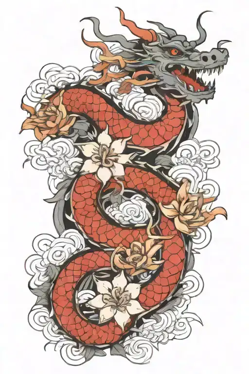 Dragon And Flower Japanese