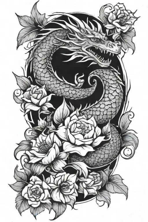 Dragon And Flowers