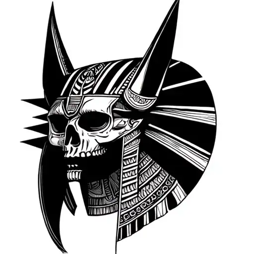 Anubis Egyptian God With Half Skull Face Morphing
