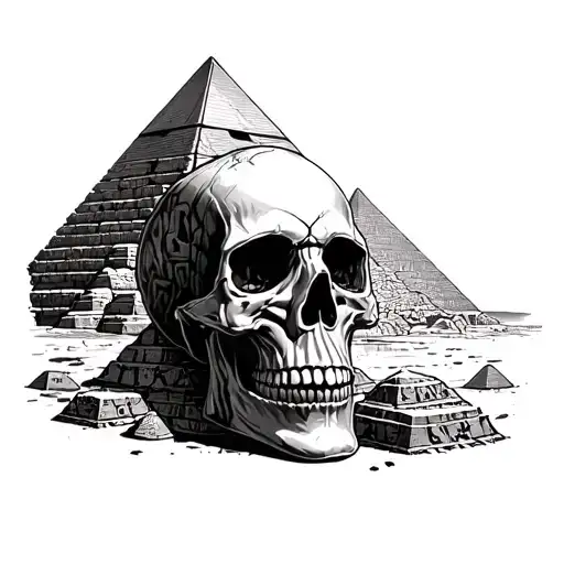 Skull And Pyramid Of Giza Surrounded