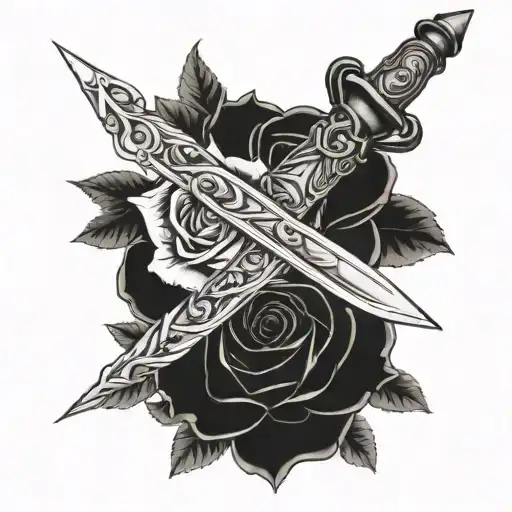 Dagger Wrapped In Roses Growing