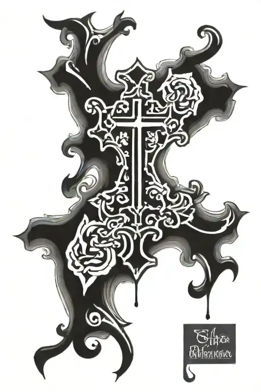 A Behind The Ear Minamalist Feminine Cross Tattoo Design