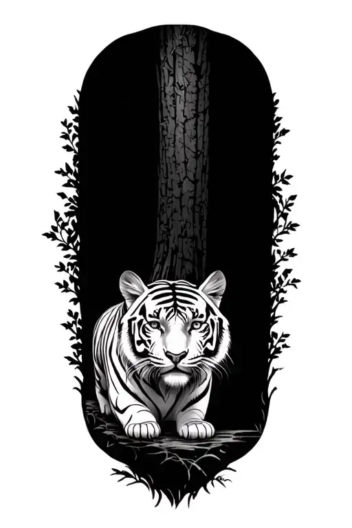 White Tiger In Elven Forest