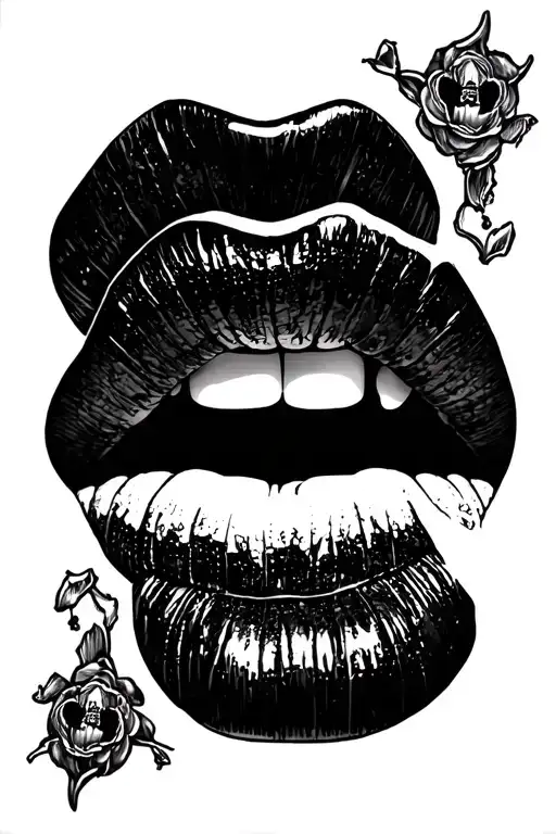 Black Lips With A Coffin In The Corner Over The Lips