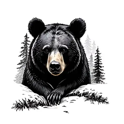 Black Bear In Forest
