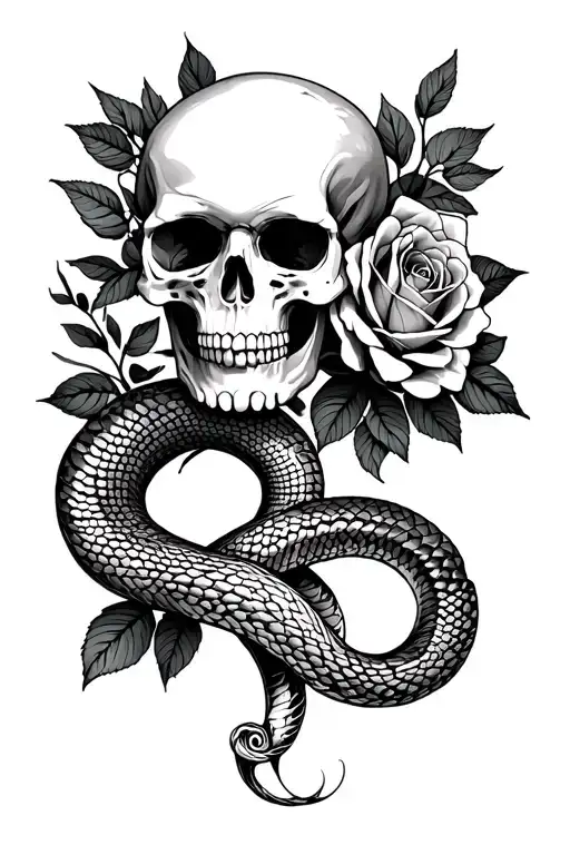 Skull Snake Roses