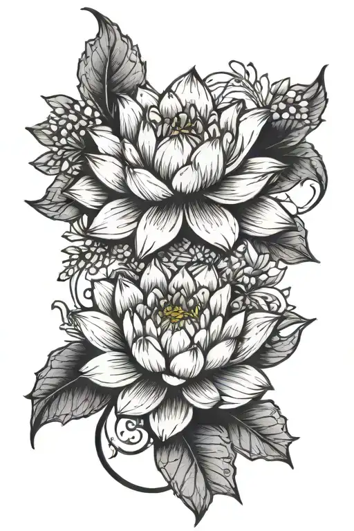 Spine Tattoo Lotus Flower Lavender Flower Moon Phases